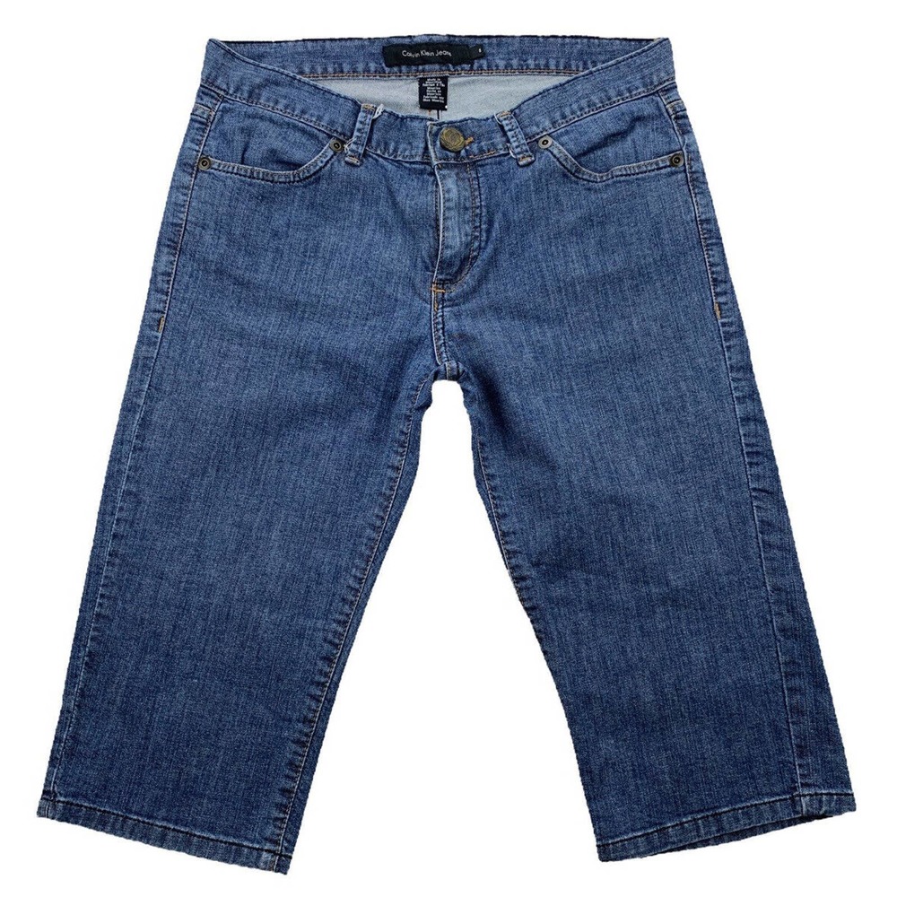 CALVIN KLEIN Women Adult 8 Blue Denim BERMUDA Jeans Shorts